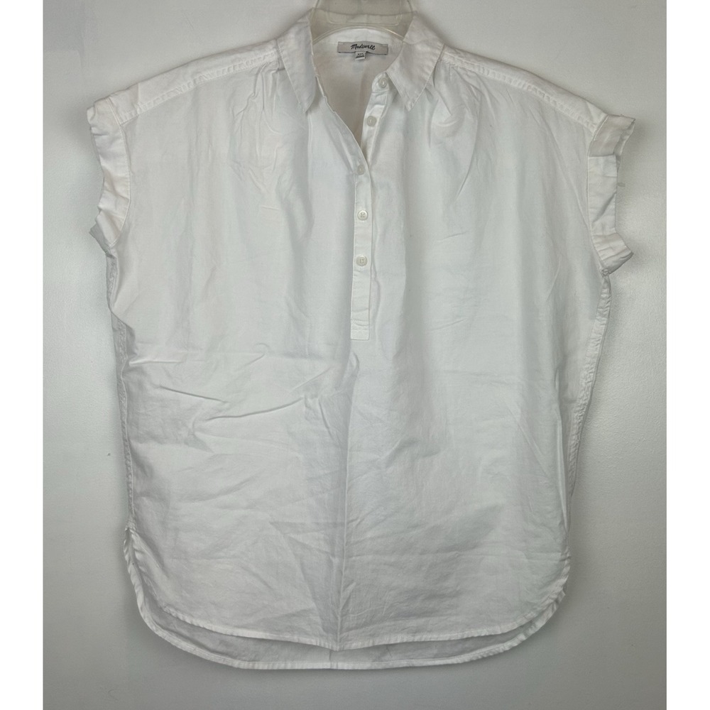 Madewell Top Womens XXS Short Sleeve White Button Up Oversized Casual Camp